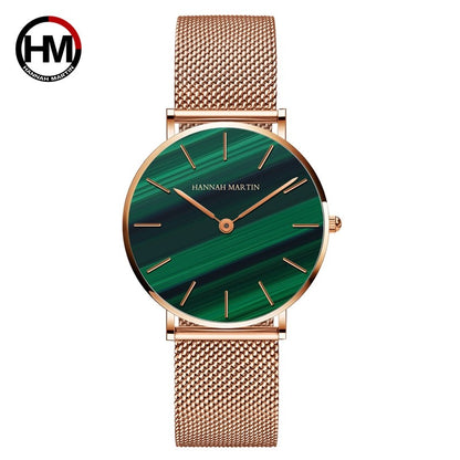 HANNAH MARTIN Brand Quality Stainless Steel Japan Quartz Movement Waterproof Women 36mm Full Rose Gold Ladies Dropshipping Watch