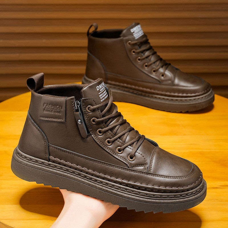 Men Boots Winter High Top Leather Shoes Fashion Cotton Shoes Fashion Ankle Boots Business Casual Outdoor Shoes Male Sneakers New