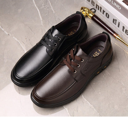 Hot Sale Men Genuine Leather Casual Shoes Soft Sole Lace-up Luxury Brand Middle-aged Old Man Dad Lightweight Loafers Shoes