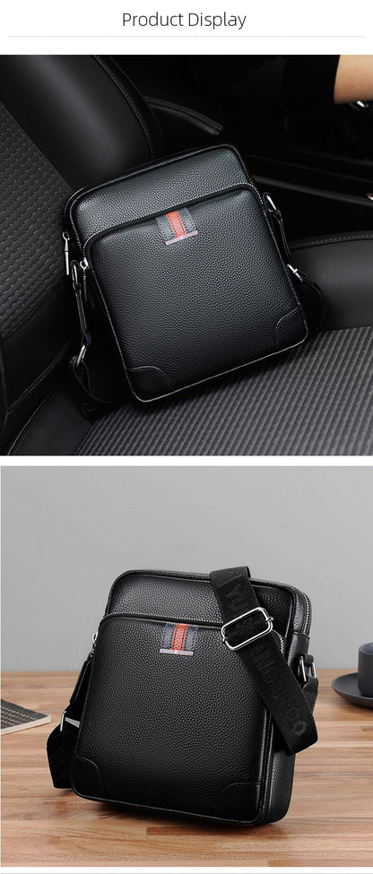 Famous Brand Small Men's Bag Genuine Leather Men Shoulder Bag Messenger Bag Fashion Business Man Crossbody Bag Cowhide Briefcase