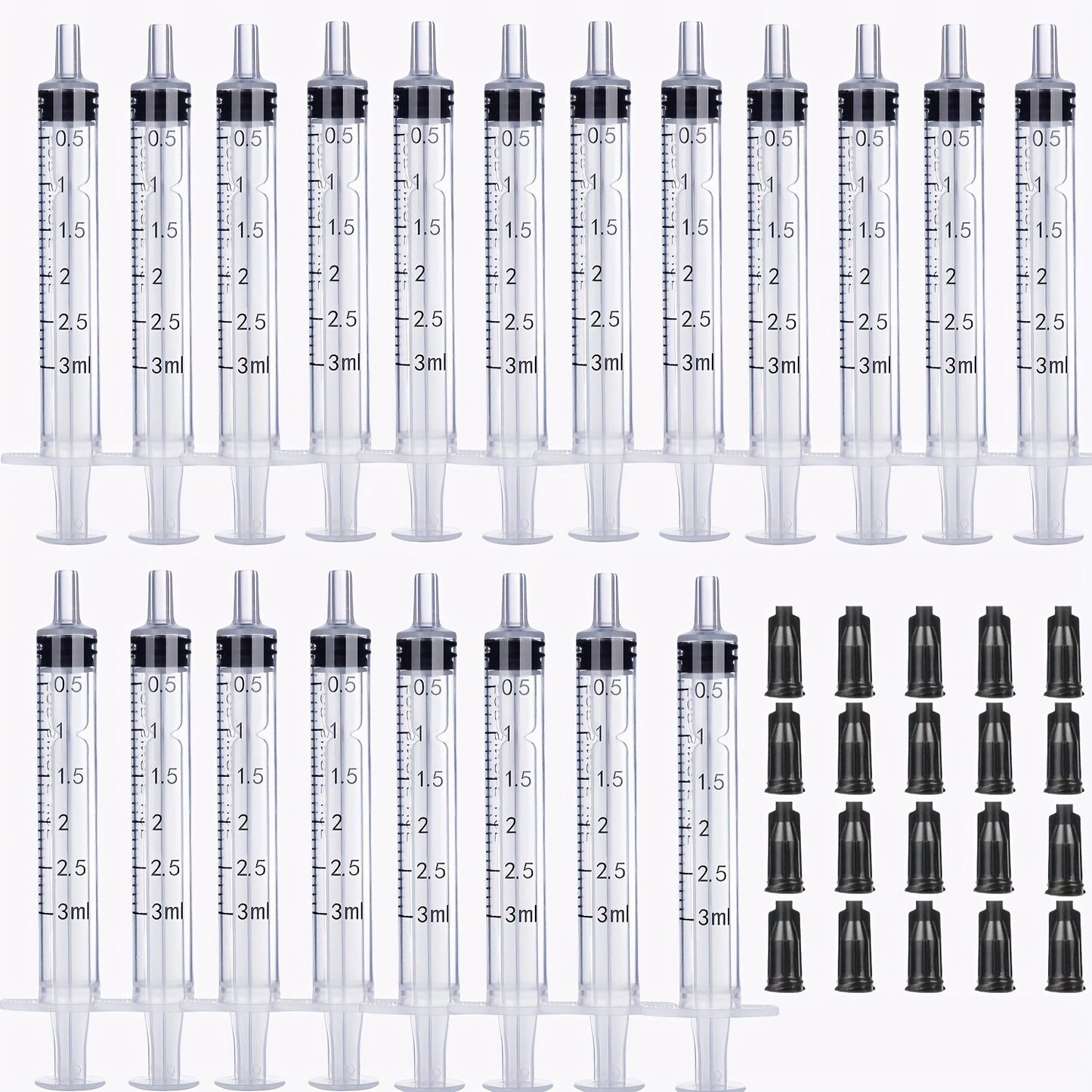 20 Seringas de 1ml/3ml/5ml/10ml com Tampa, para Cola, Distribuição e Medição de Líquidos, Alimentação de Animais de Estimação, Recarga de Cartuchos de Tinta, etc.