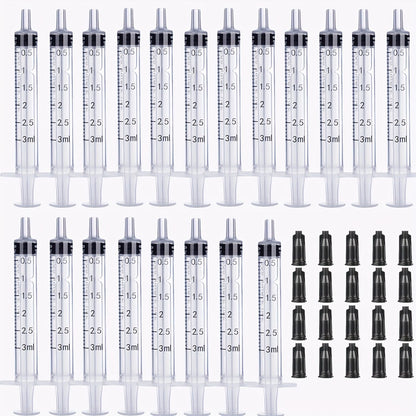 20 Seringas de 1ml/3ml/5ml/10ml com Tampa, para Cola, Distribuição e Medição de Líquidos, Alimentação de Animais de Estimação, Recarga de Cartuchos de Tinta, etc.