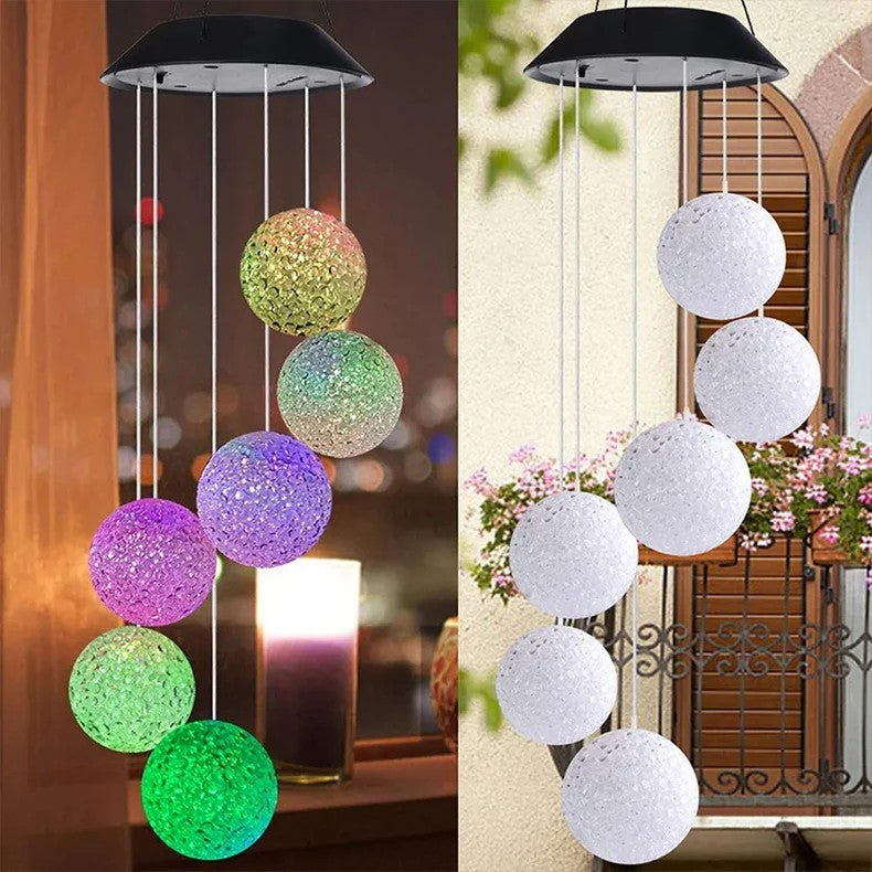 1PC LED Solar Powered Outdoor Solar Round Wind Chime Lamp Garden Lawn Landscape Light Garden Decoration Lights Birthday Gifts