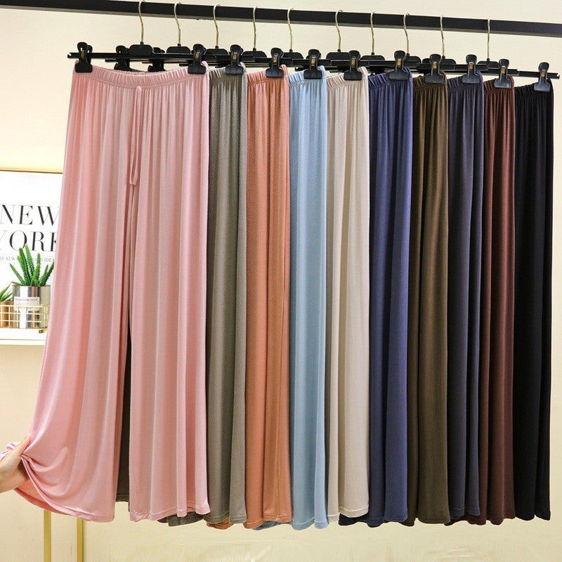 Plus size L to 6XL U-Neck Women's wide leg pants high waist Loose Long pant solid color Casual drapped trousers all match