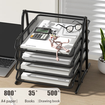 Bandeja de malha para cartas, organizador de papel de mesa de escritório com bandejas deslizantes para acessórios de mesa, material de escritório e armazenamento de arquivos, preto