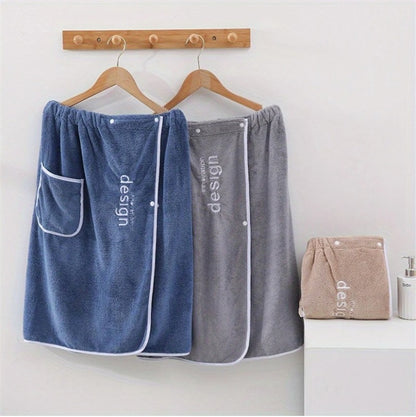 Men Bath Towel Grooming Towel for Men Men's Quick Dry Bath Towel Wrap with Secure Buckle Pocket for Gym Spa Sauna for Shower