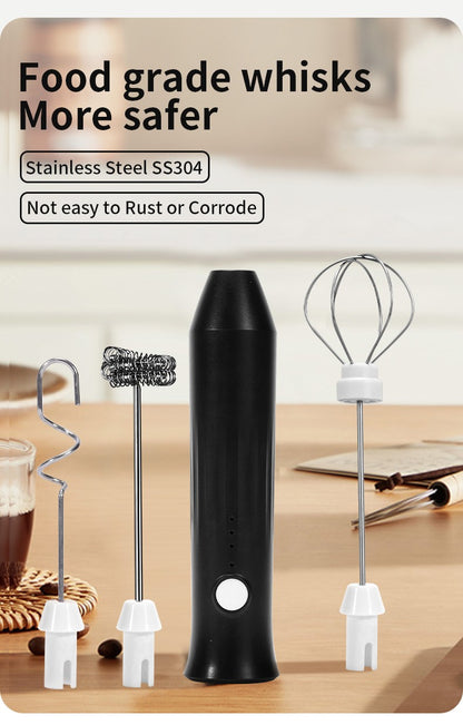 Espumadores de Leite Sem Fio Recarregável USB Elétrico 3 Velocidades Mini Liquidificador Portátil Batedor de Café para Ferramentas de Cozinha