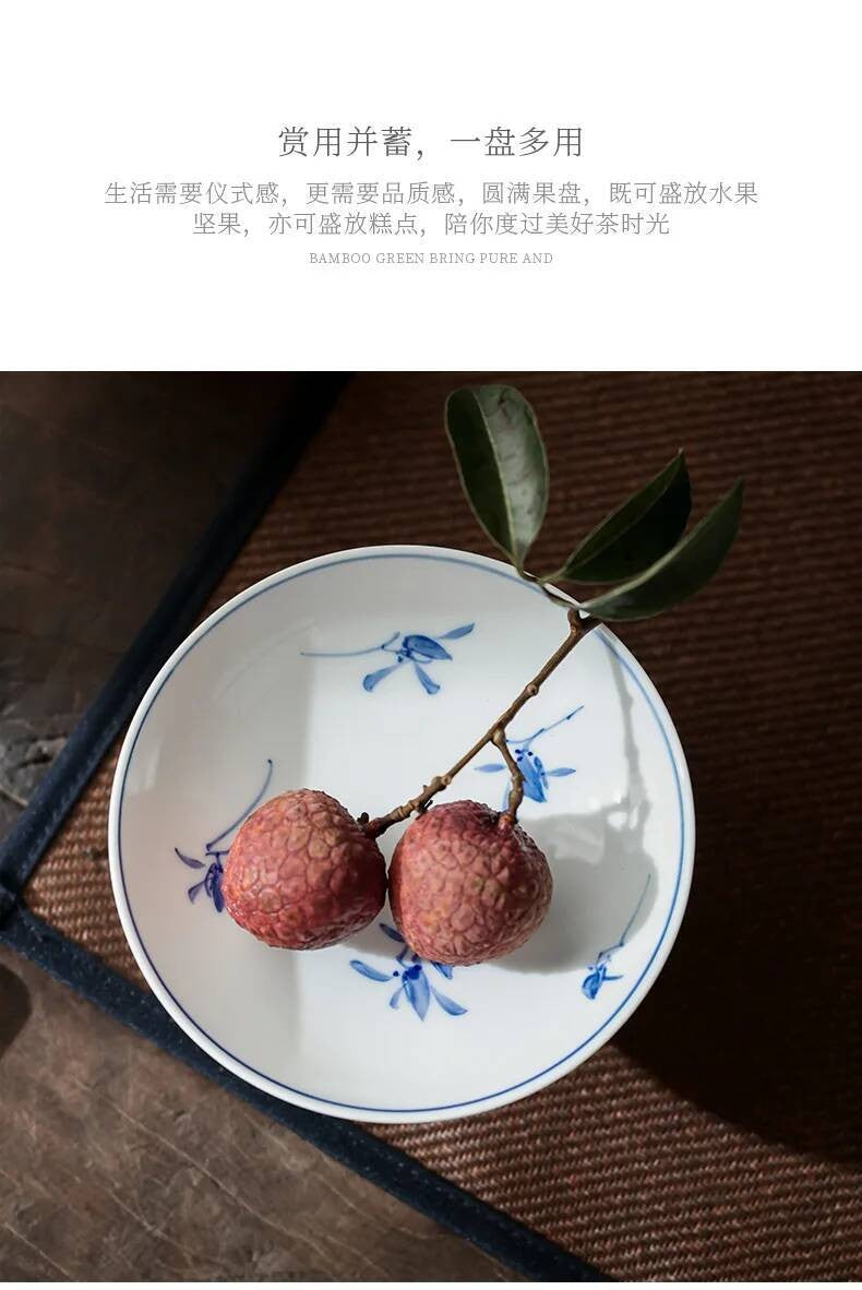 Pure Hand-painted Butterfly Orchid Fruit Plate, Dehua White Porcelain Tea Snack Living Room Table, High Footed Fruit Snack Plate