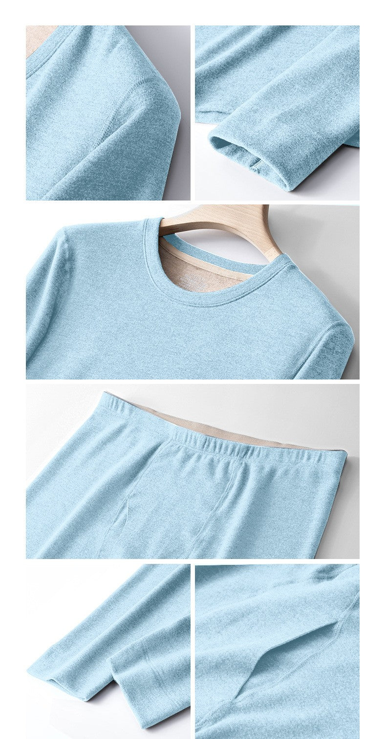 6760 Autumn Winter Keep Warm Slim Underwear Tops Pants For Men Good Quality Mulberry Silk Fleece Thicken Simple Male Sets Gift