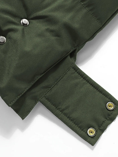 Casaco Masculino Pesado de Inverno Corta-Vento para Frio com Zíper Completo, Capuz Longo e Bolsos Frontais Grandes
