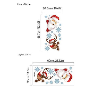 Santa Claus Reindeer Wall Stickers Christmas Home Decoration Living Room Background Wall Stickers Christmas Bedroom Wall Sticker