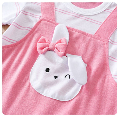 Baby Clothes Cute Cartoon Bow Rabbit Comfortable Soft Boy And Girl Summer Short Sleeved Baby Jumpsuit
