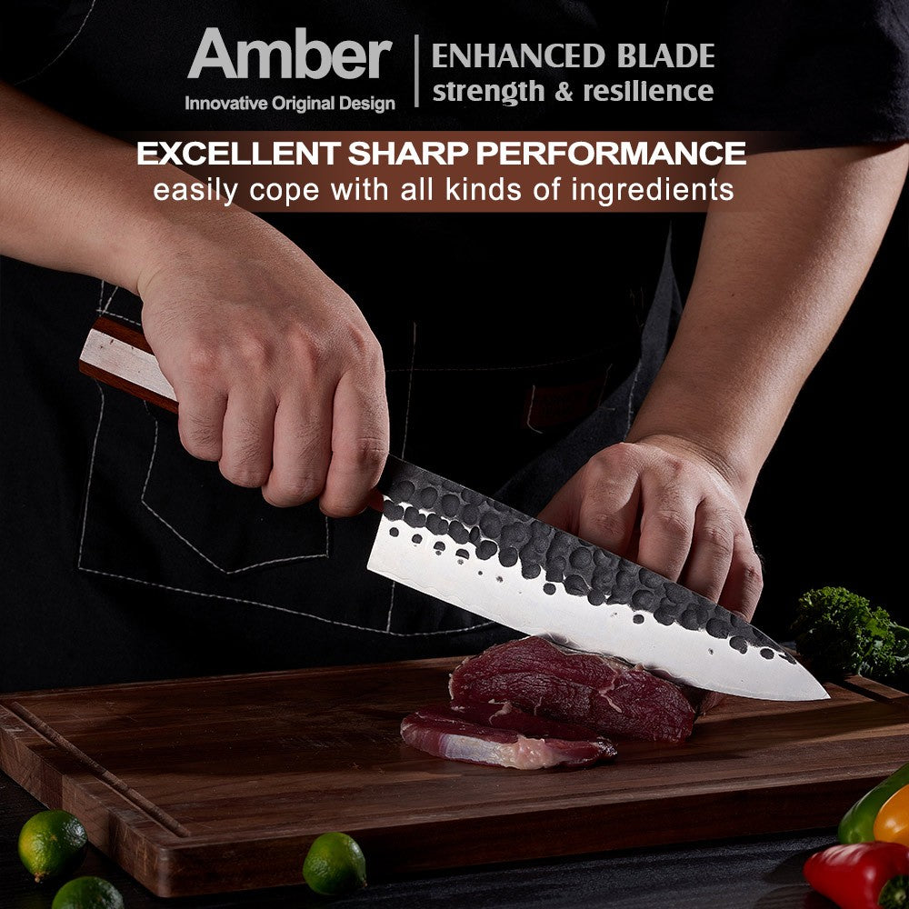 Amber 1-5pcs Kitchen Knives Set 3 Layers AUS-10 Steel Chef Knife Professional Japanese Knife Cooking African Mkuruti Handle