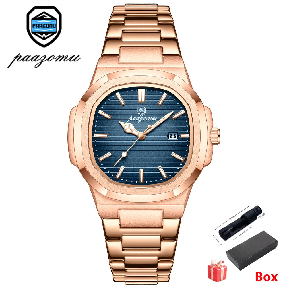 POEDAGAR Luxury Men Quartz Watch Waterproof Date Week Luminous Wristwatch Stainless Steel Men's Watches Male Clock Sports Reloj
