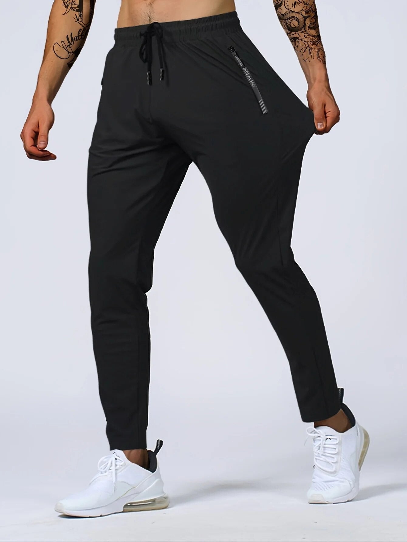 Calça Jogger Masculina De Secagem Rápida, Respirável, Com Cordão Na Cintura, Elegante E Elástica, Para Fitness