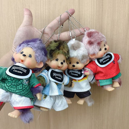 Kawaii Monchichi Doll Figure Keychain Furry Chimutan Monchhichi Figurines Hanger Pendant Bags Charm Accessories Small Gift