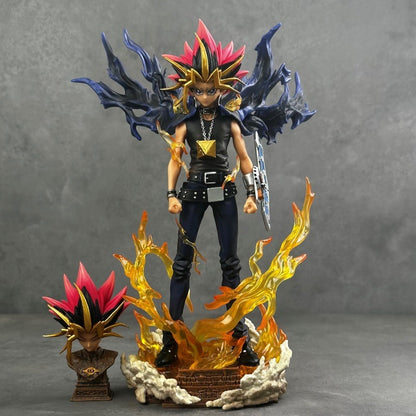 2025 28cm Anime Duel Monsters Anime Figure Gk Yugi Muto Doll 2 Heads Pvc Statue Model Collectible Decoration Toys Christmas Gift