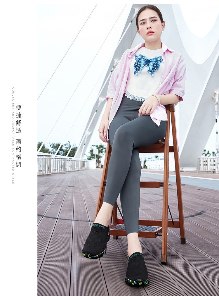 Men And Woman Sneakers Couples Slip On Half Shoes Comfortable Ankle Sock Shoes Increase Height Casual Shoes Size 35-47