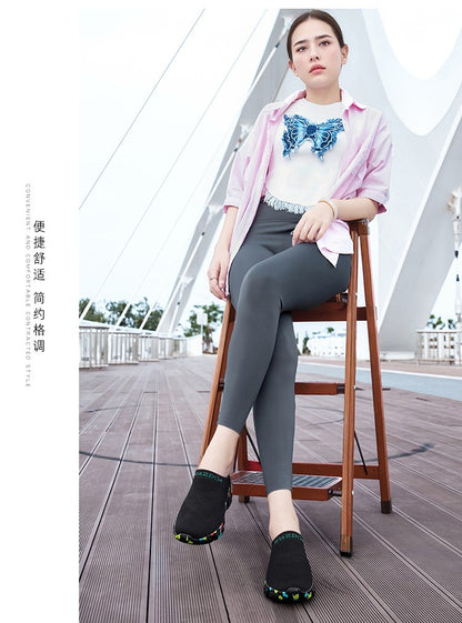 Men And Woman Sneakers Couples Slip On Half Shoes Comfortable Ankle Sock Shoes Increase Height Casual Shoes Size 35-47