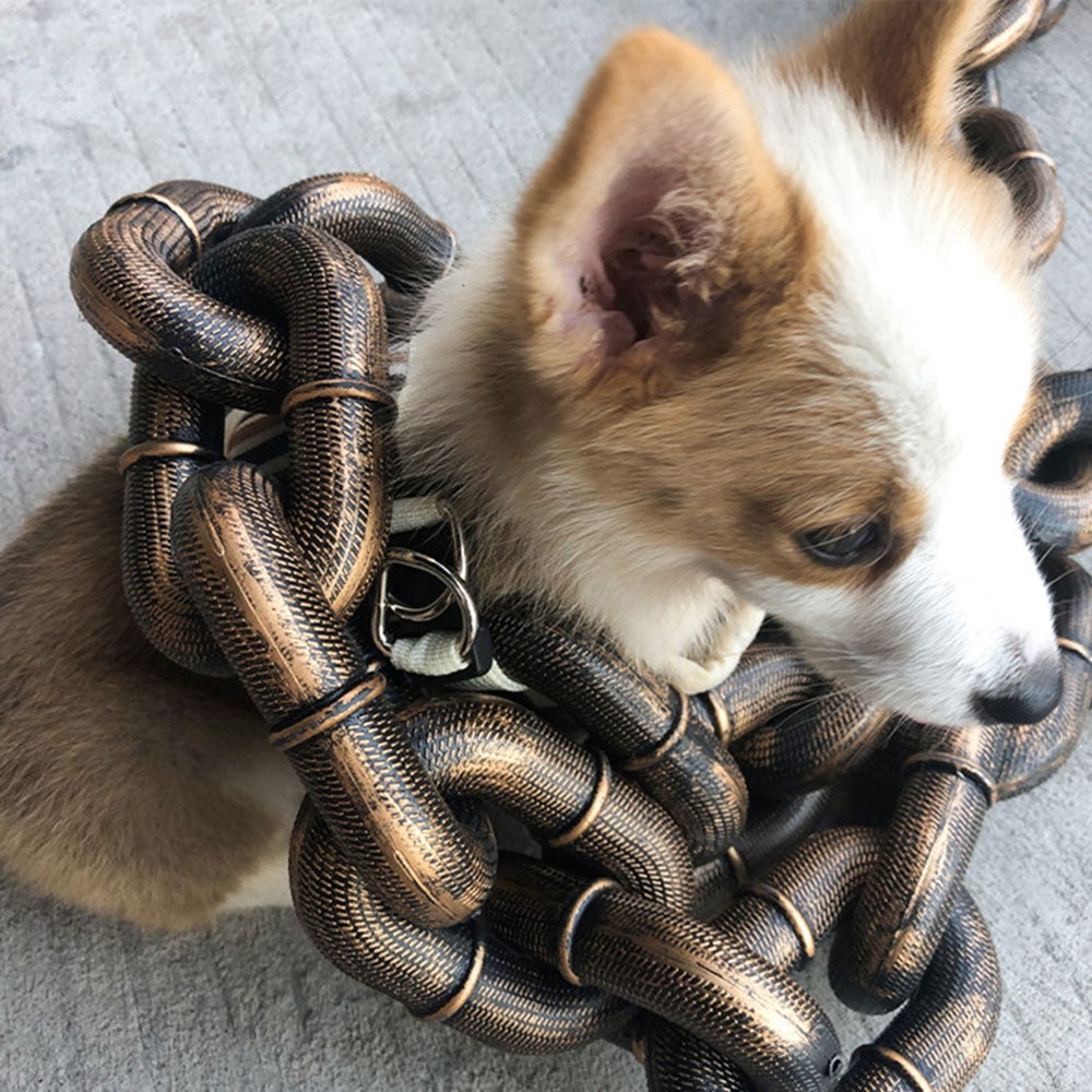 Corrente de Ferro de Simulação de Plástico Gigante para Cães Guias de Plástico Grosso para Cães Corda de Tração Divertida para Filhotes Grande Corrente de Ferro Acessórios para Cães de Estimação