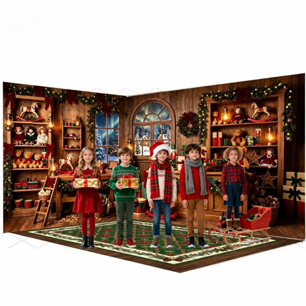 Christmas decoration scene photo studio photography background toy store teddy bear gift box Christmas yard decoration supplies