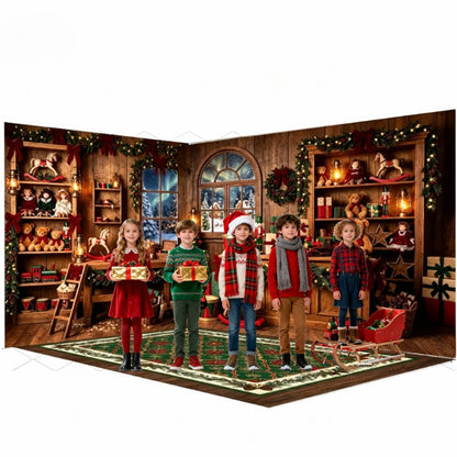 Christmas decoration scene photo studio photography background toy store teddy bear gift box Christmas yard decoration supplies
