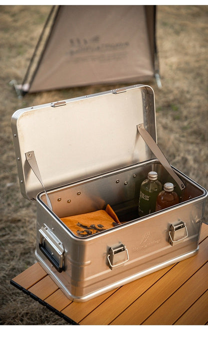 MOUNTAINHIKER Outdoor Storage Box Camping Picnic Travel Aluminum Alloy Large Capacity Box Silver Storage Bag 30-80L