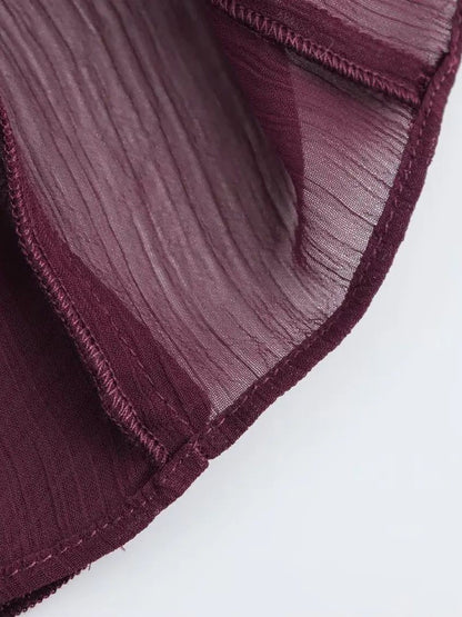 2025 Summer Chic Women's Elegant Loose Long Sleeve Layered Shirts Office Lady Vintage V-neck Translucent Tierred Ruffles Blouses