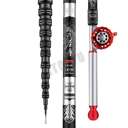 Conjunto Ultraleve de Vara de Pesca e Carretilha Oca de Múltiplas Posições de Alto Carbono Variável 4.5-10M Super Rígida para Rio