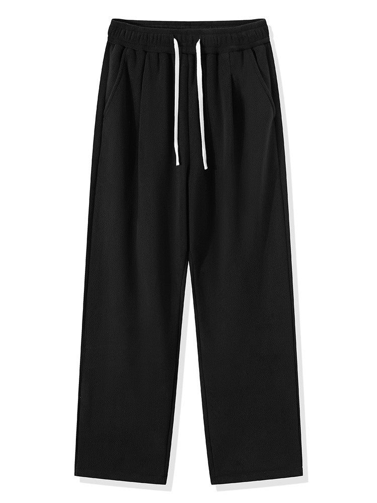 Winter Men's Sweatpants Korean Fashion Thick Warm Fleece Wide Leg Straight Loose Track Pants Male Casual Thermal Velvet Trousers
