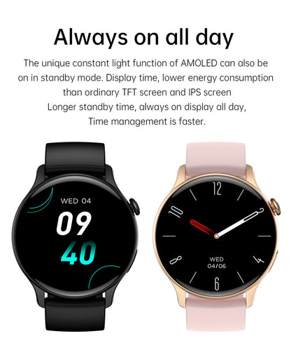 Smartwatch Feminino 2025 NFC Amoled HD GPS Monitor Cardíaco Bluetooth Ligações à Prova D'Água Para Mulheres Presente