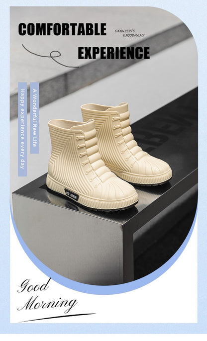 Versatile Casual Short-barreled Waterproof Shoes Men Women Lined With Fleece Warmth Anti-slip Wear-resistant Outdoors Rain Boots