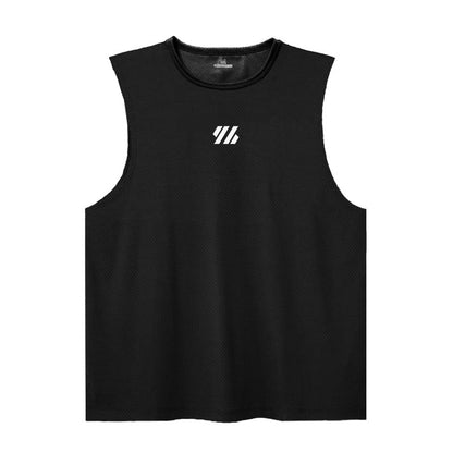 Mens Running Sleeveless Sport Tank Tops Gym Bodybuilding Fitness Workout Muscle Vests Mesh Cool Breathable Quick Dry T-Shirts