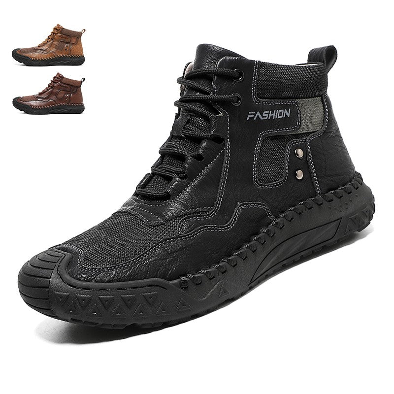 New Autumn Handmade Leather Men Boots Outdoor Design Sneakers Man Breathable Casual Leather Shoes Men Ankle Boots Fall Plus Size