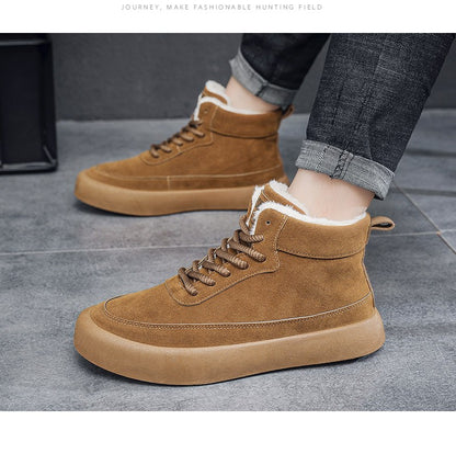 The 2025 new winter high-top plush thick men's snow boots are fashionable, casual and warm men's cotton shoes and boots