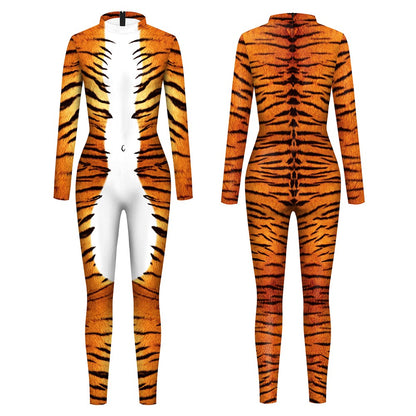 Halloween Animal Jumpsuit Snake Cosplay Costume Tiger Bodysuit Spandex Jumpsuit Party Carnival Stage Performance Dress Up