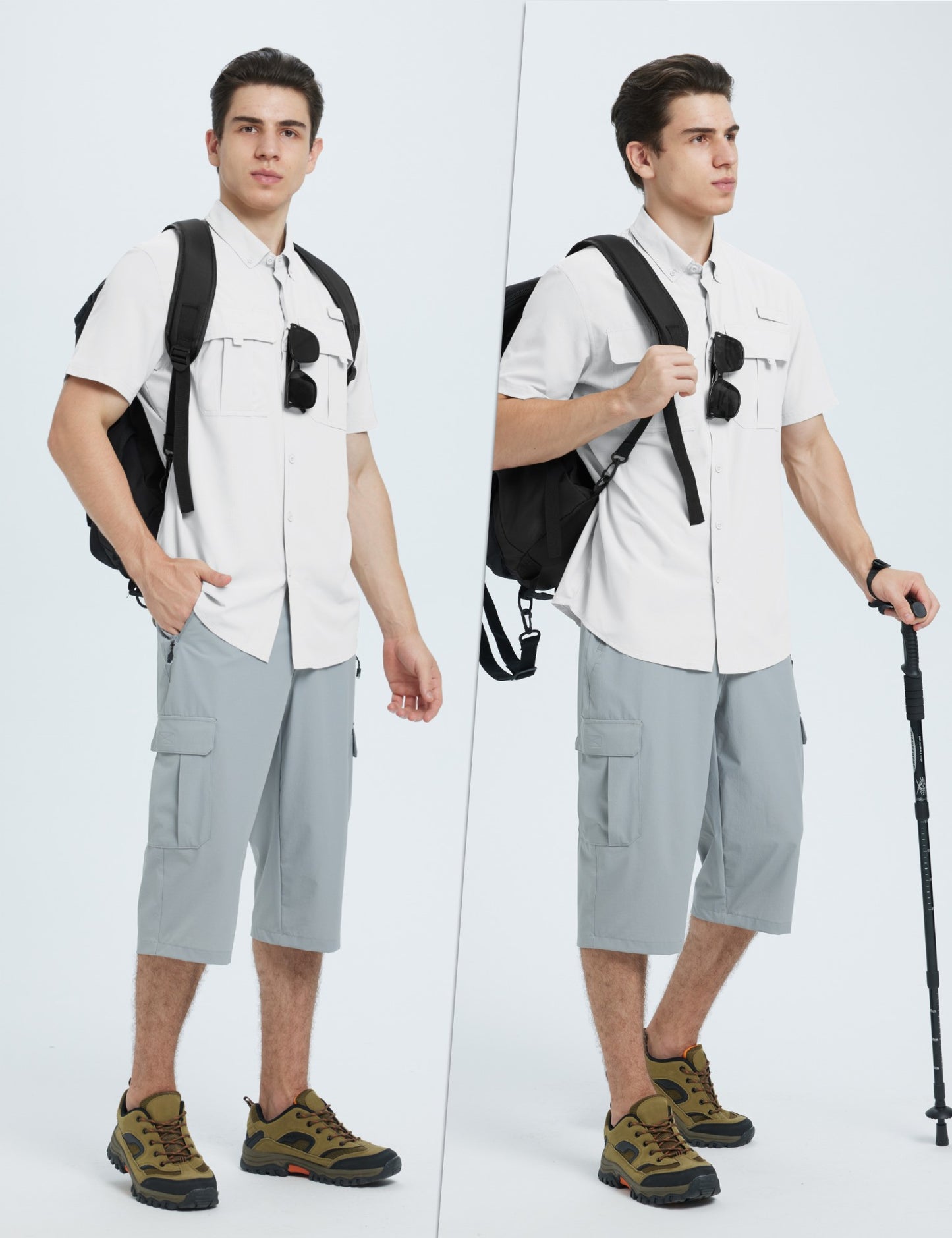 TACVASEN UPF 50+ Sun Protection Shirts Men's Quick Dry Outdoor Fishing Hiking Shirt Mesh Breathable UV Work Cargo Shirts Men