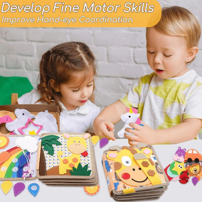 Montessori Busy Book for Toddlers,Educational Sensory Toy,Felt Quiet Book for Baby, Preschool Learning Activities for Kids Gift