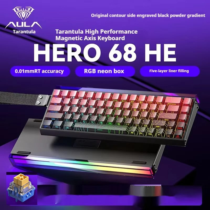 AULA Hero 68HE Magnetic Keyboard RGB Light Wired Hot Swap Esports 8K Gaming Hero68 Mechanical Keyboard Low delay PC Accessories
