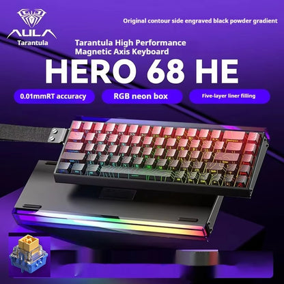 AULA Hero 68HE Magnetic Keyboard RGB Light Wired Hot Swap Esports 8K Gaming Hero68 Mechanical Keyboard Low delay PC Accessories