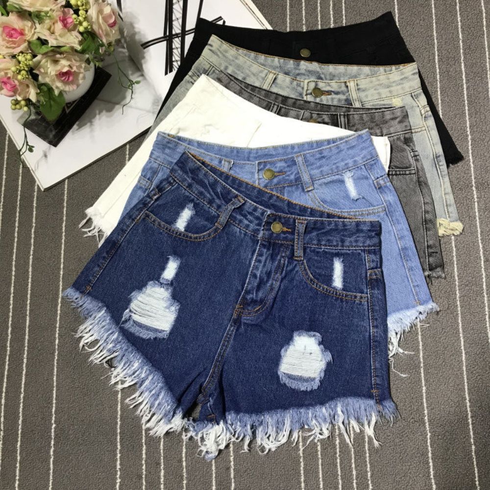 Sexy Hollow Out Denim Shorts Fashion Women Retro A-Line Loose High Waist Hot Girl Y2K Short Pants Casual Streetwear Trousers