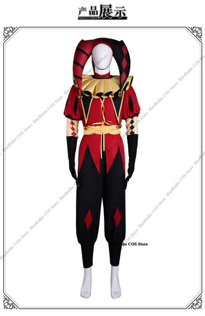 Hot The Freak Circus Pierrot Jester Harlequin Cosplay Costume Adult Clown Top Pant Wigs Joker Uniform Halloween Costume Carnival