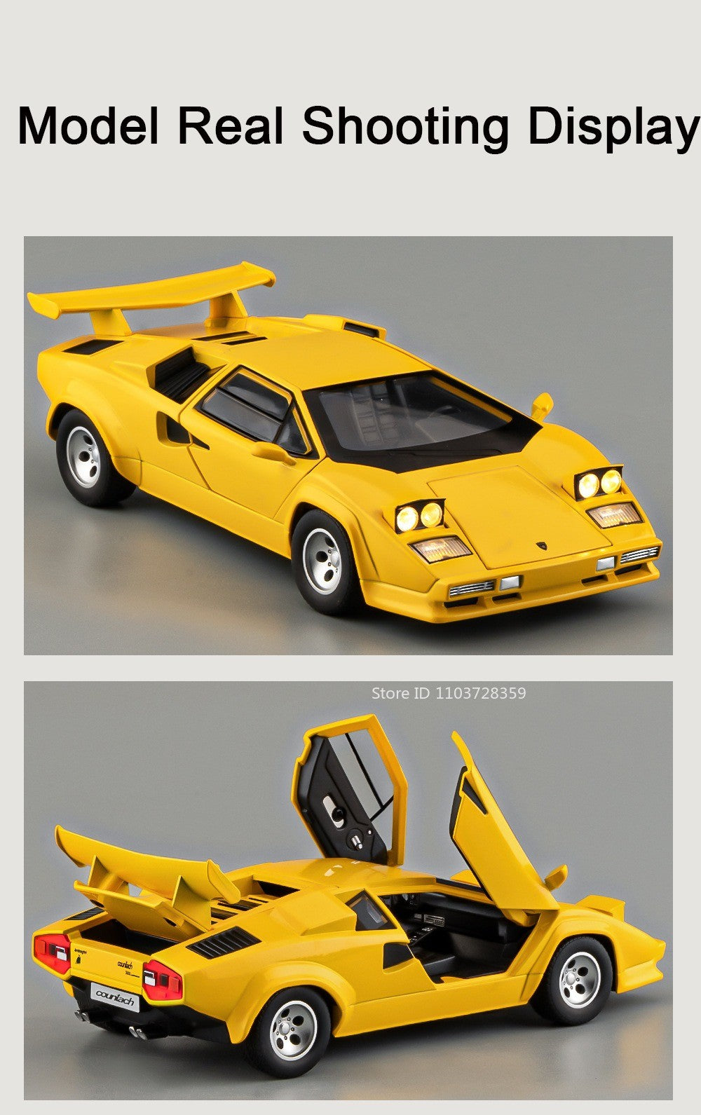 1:24 Countach LP500S VENENO Miniatura de Carro Esportivo Brinquedo Liga Fundida Luz e Som Puxar para Trás Portas Abertas Coleção Supercarro