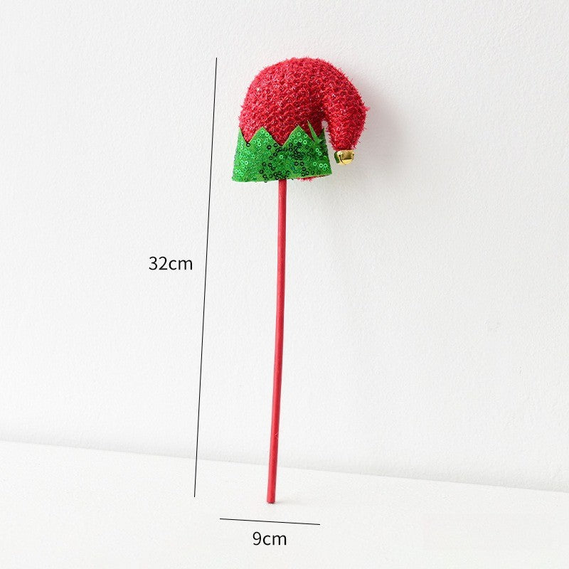 1PC Elf Hat Cuttle Decorated Striped Pants Cuttle Christmas Tree Christmas Elf Stick Christmas Gift Holiday Atmosphere Dress Up