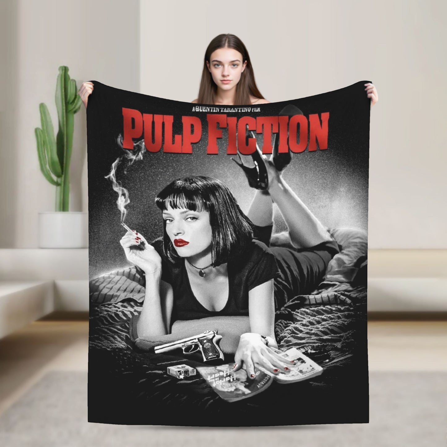 Pulp Fiction Filme Clássico Manta de Flanela Inverno Quente Macia para Estudantes Quarto Aconchegante Colcha de Sofá-Cama