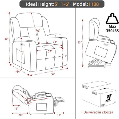 Power Lift Recliner Chair for Elderly with Massage and Heat, Recliner Chairs for Adults, Upgraded Fabric Reclining Sofa Chair wi