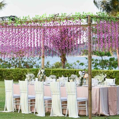 Wisteria Artificial Flowers Garland,Artificial Wisteria Vine Hanging Flower For Home Garden Outdoor Ceremony Wedding Home Decor