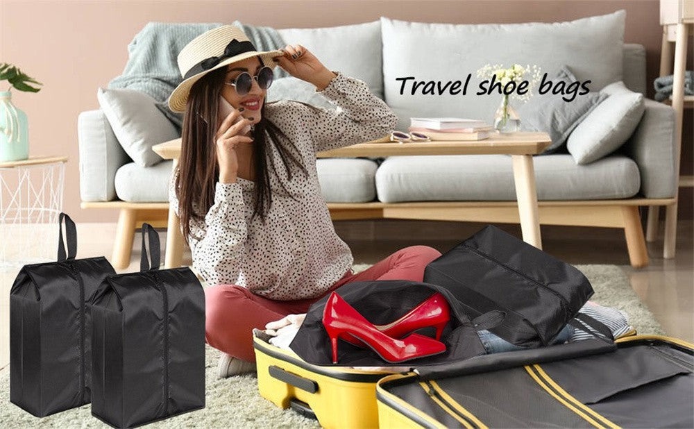 2 or 4 Pack Portable Nylon Waterproof Shoe Storage Bags with Zipper Closure for Men and Women Travel or Family Item Organize