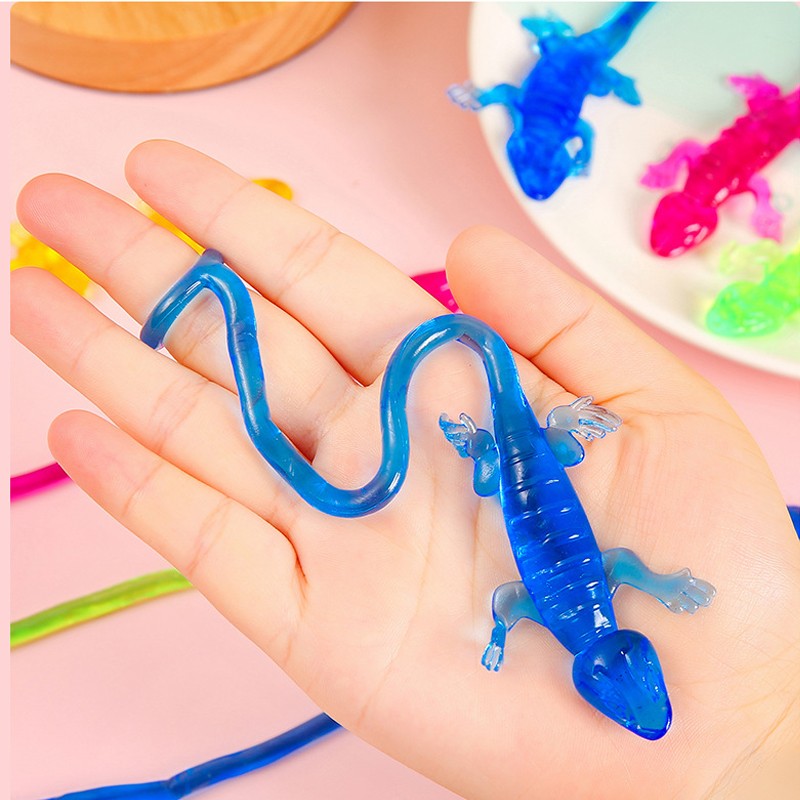 10/50PCS Rainbow Sticky Gecko Stress Relief Squeeze Sensory Toys Boys And Girls Birthday Party Favors Sticky Gecko Pinata Filler