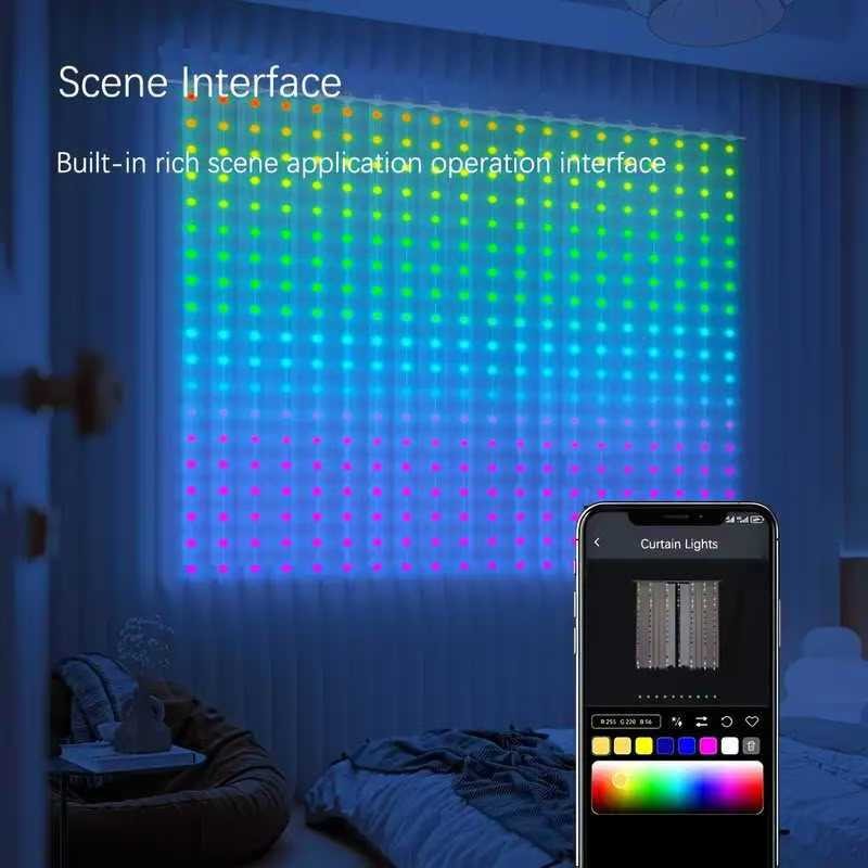 DC5V WS2812 Fairy Lights Curtain Led String RGBIC Led String Light Decor Dimmable Bluetooth APP Control for DIY Christmas Party